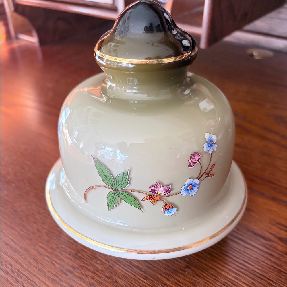 Vintage Hand-Painted Floral fine bone china kerosine lamp Cloche topper